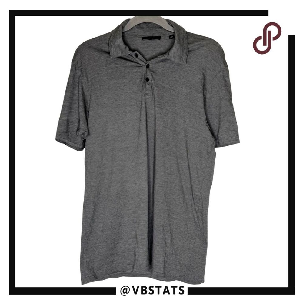 Vince Men's Pinstriped Collared Short Sleeve Golf Polo‎ Shirt Black White Small